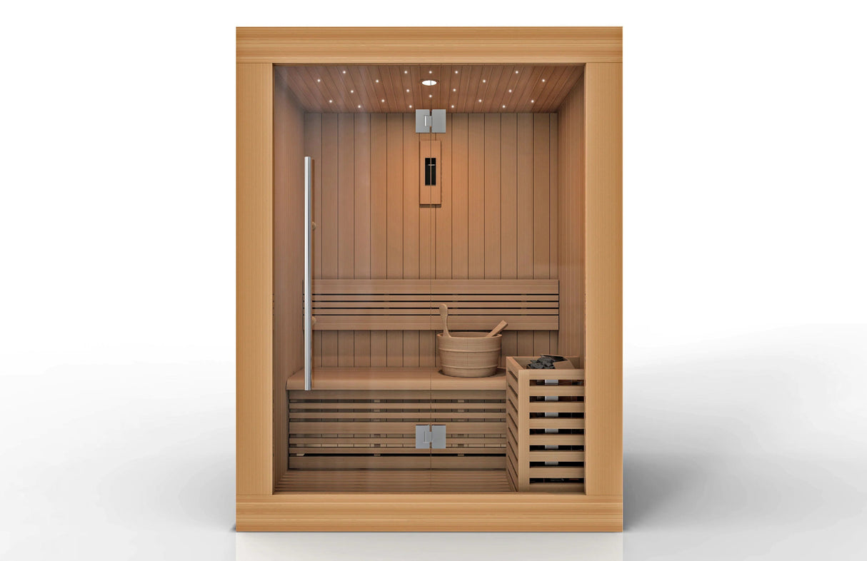 Golden Designs Sundsvall Edition 2 Person Traditional Sauna - Canadian Red Cedar - Majestic Patio