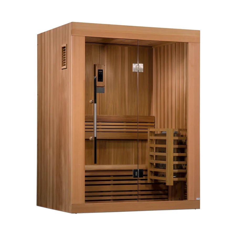 Golden Designs Sundsvall Edition 2 Person Traditional Sauna - Canadian Red Cedar - Majestic Patio