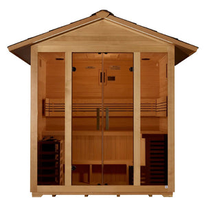 Golden Designs Vorarlberg 5 Person Traditional Outdoor Sauna - Canadian Hemlock - Majestic Patio