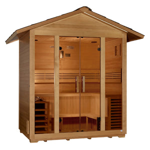 Golden Designs Vorarlberg 5 Person Traditional Outdoor Sauna - Canadian Hemlock - Majestic Patio