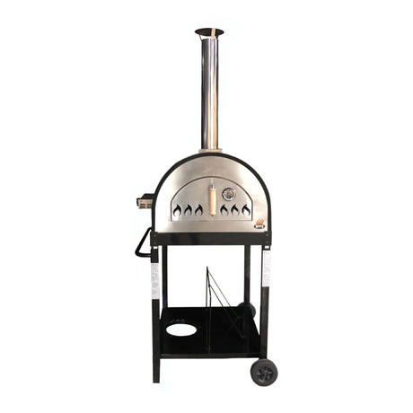 Hybrid 25" Wood/Gas-Fired Oven/Pizza Oven - Black Includes Gas Attachment - Majestic Patio