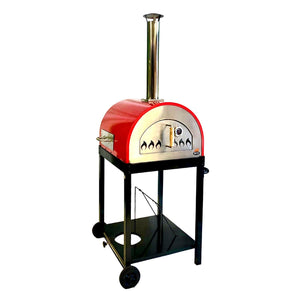 Hybrid 25" Wood/Gas-Fired Oven/Pizza Oven - Red Includes Gas Attachment - Majestic Patio