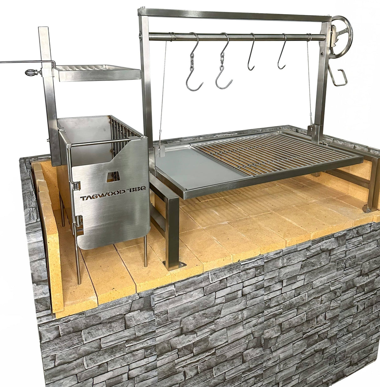 Insert Style Argentine Santa Maria Wood Fire & Charcoal Gaucho Grill - Majestic Patio