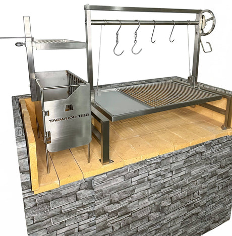 Insert Style Argentine Santa Maria Wood Fire & Charcoal Gaucho Grill - Majestic Patio