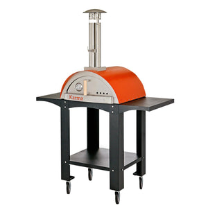 Karma 25 - Orange w/Black Stand on 4 Caster Wheels, Bottom Shelf & Side Shelves - Majestic Patio