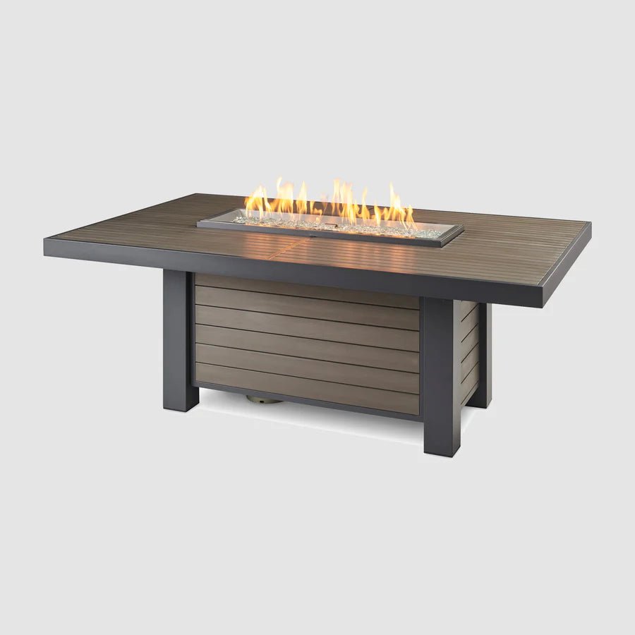 Kenwood and Brooks Linear Dining Height Gas Fire Pit Table - Majestic Patio