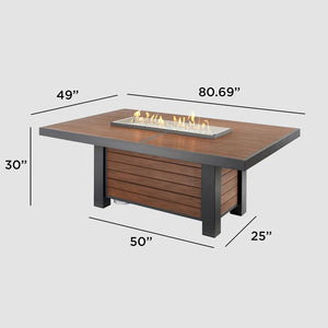 Kenwood and Brooks Linear Dining Height Gas Fire Pit Table - Majestic Patio