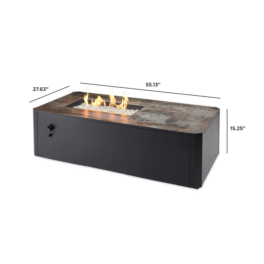 Kinney Rectangular Gas Fire Pit Table - Majestic Patio