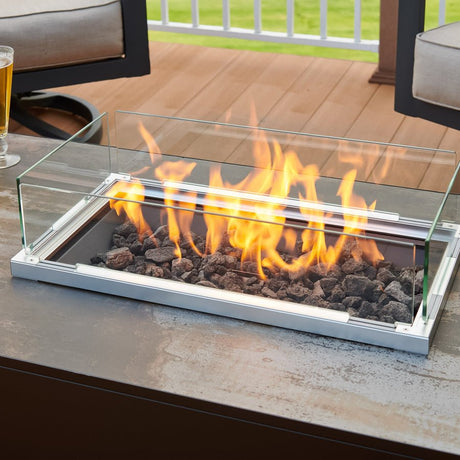 Kinney Rectangular Gas Fire Pit Table - Majestic Patio