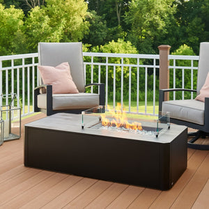 Kinney Rectangular Gas Fire Pit Table - Majestic Patio