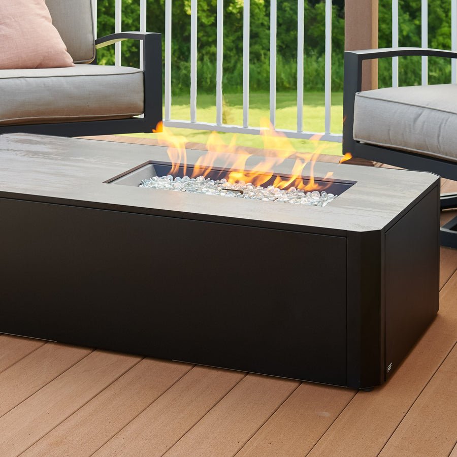 Kinney Rectangular Gas Fire Pit Table - Majestic Patio