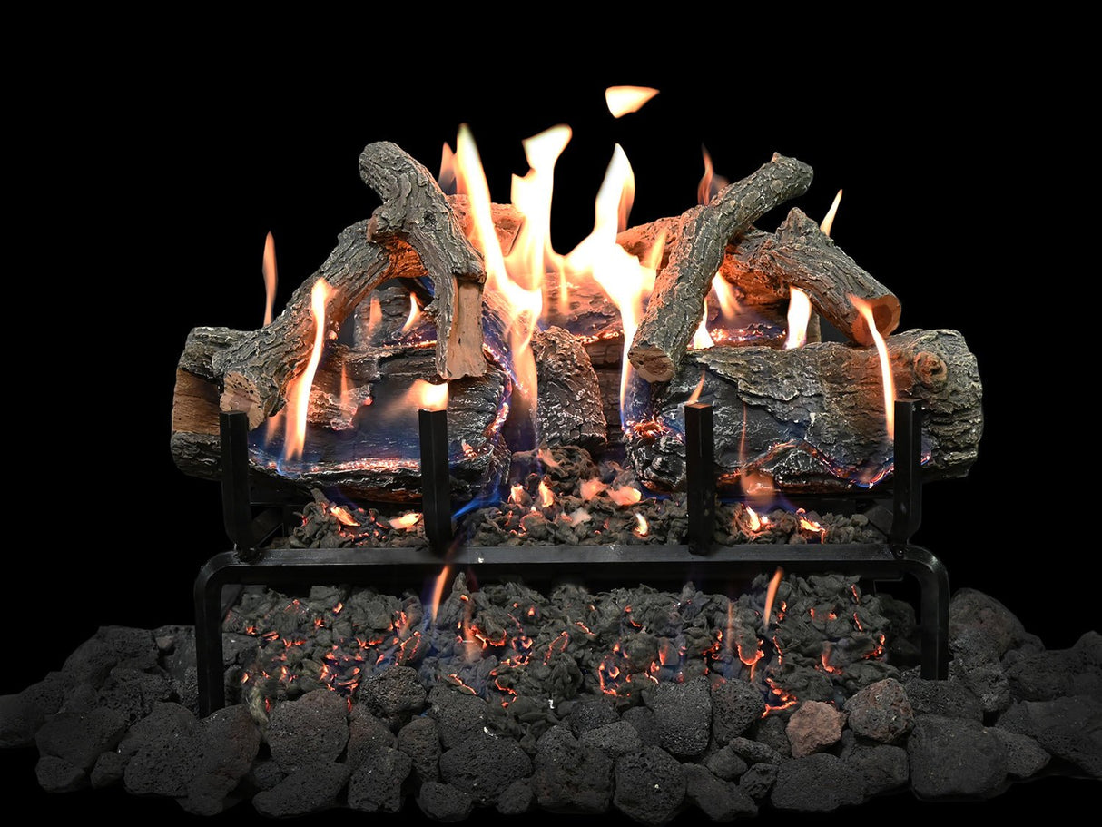 Lava Vented Front View Burner featuring GlowFire™ Logs - Majestic Patio