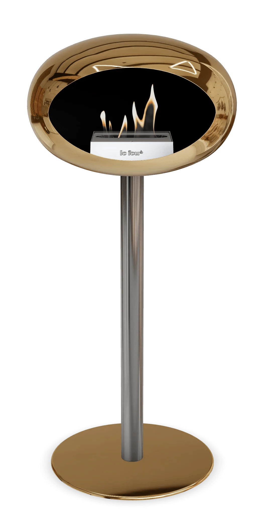 Le Feu - Dome Chromed Rose Gold Ground Steel High Pole - Fireplace - Majestic Patio