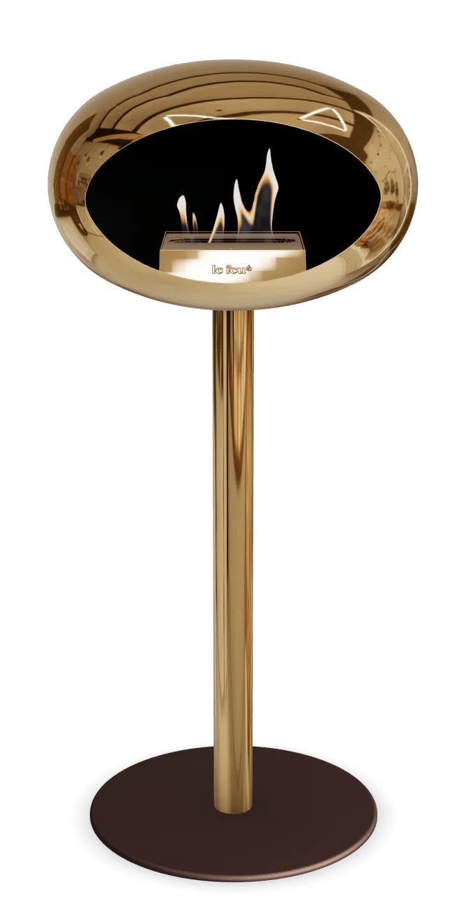 Le Feu - Dome Chromed Rose Gold Ground Steel High Pole - Fireplace - Majestic Patio