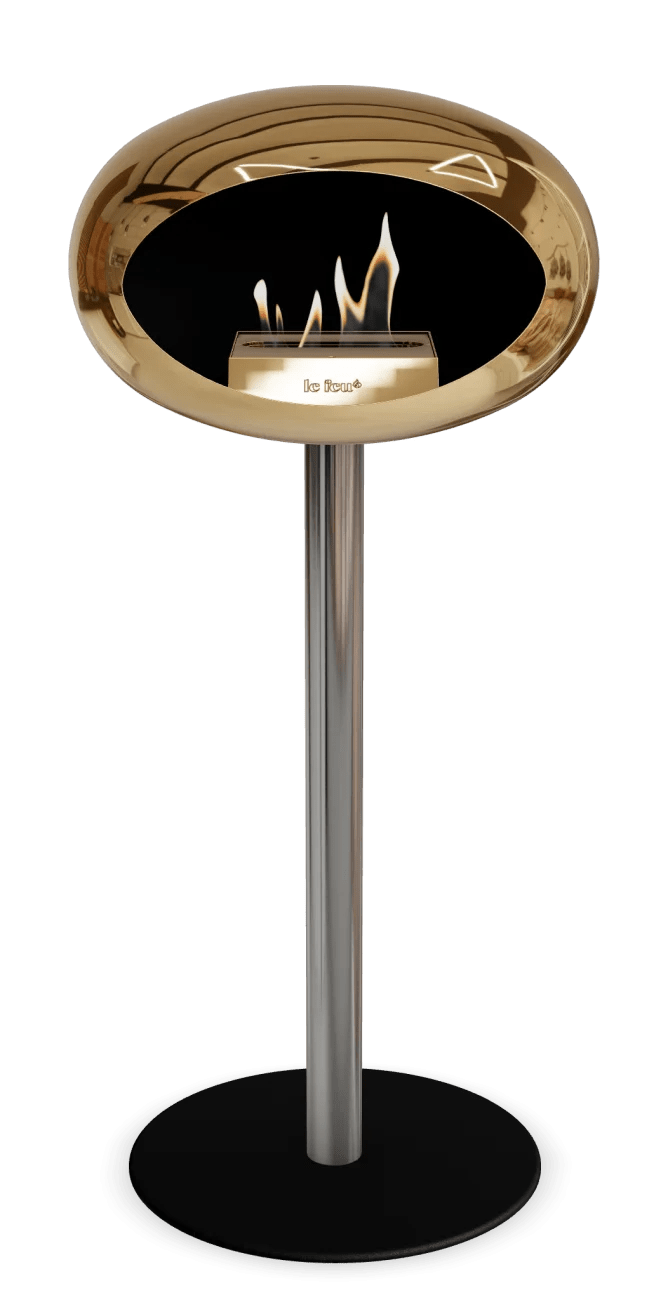 Le Feu - Dome Chromed Rose Gold Ground Steel High Pole - Fireplace - Majestic Patio