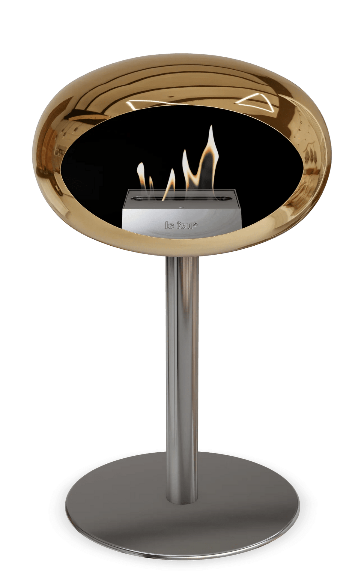 Le Feu - Dome Chromed Rose Gold Ground Steel Low Pole - Fireplace - Majestic Patio