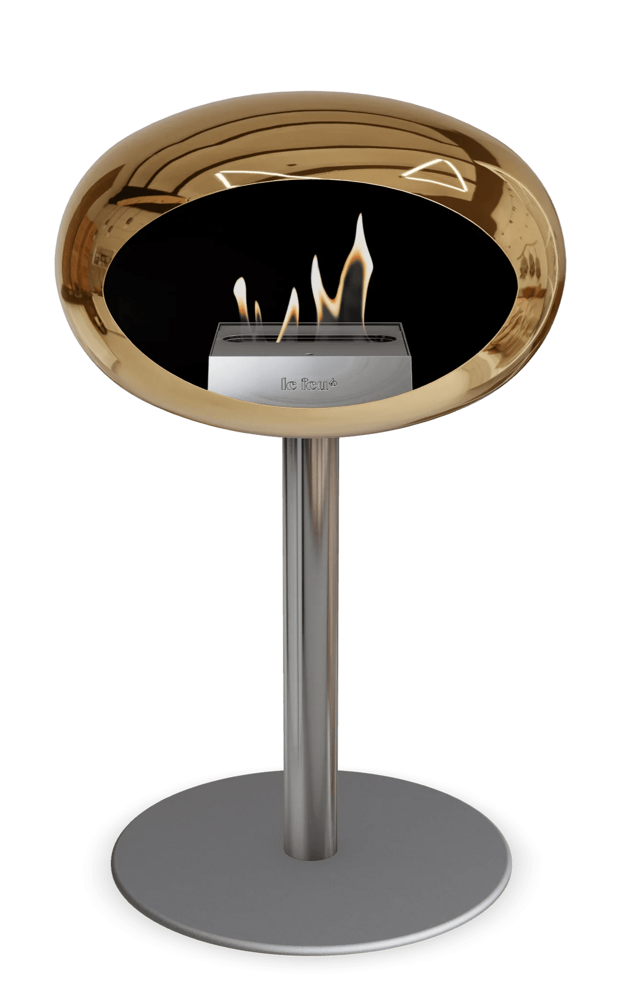 Le Feu - Dome Chromed Rose Gold Ground Steel Low Pole - Fireplace - Majestic Patio