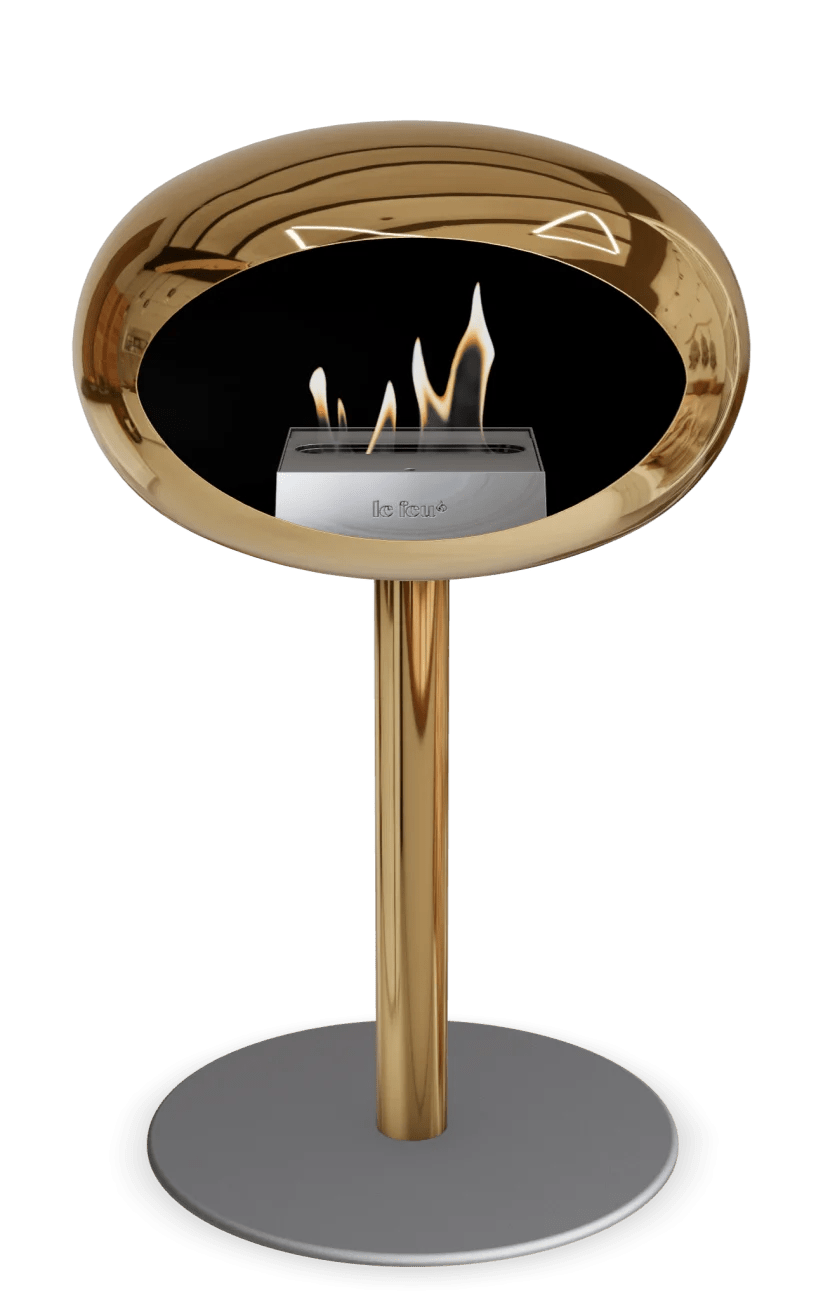 Le Feu - Dome Chromed Rose Gold Ground Steel Low Pole - Fireplace - Majestic Patio