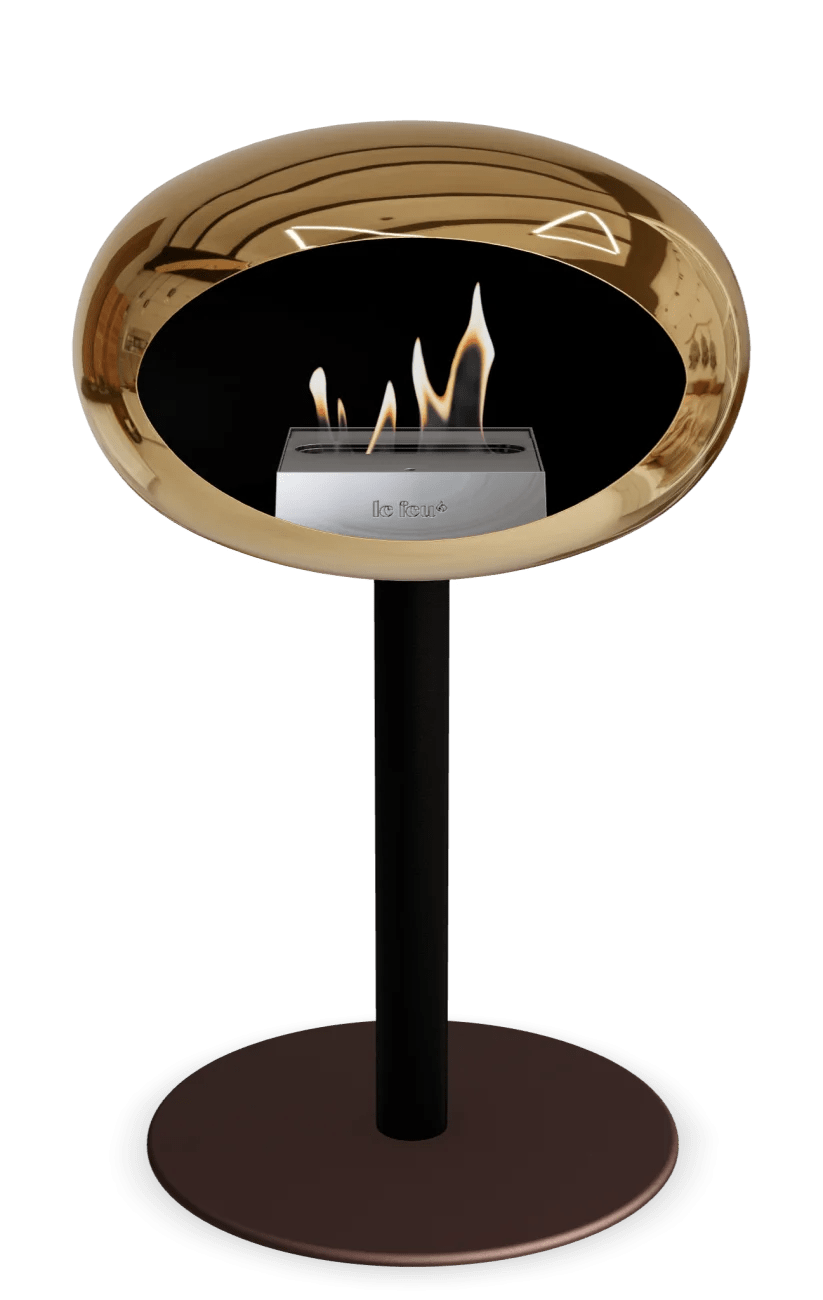 Le Feu - Dome Chromed Rose Gold Ground Steel Low Pole - Fireplace - Majestic Patio