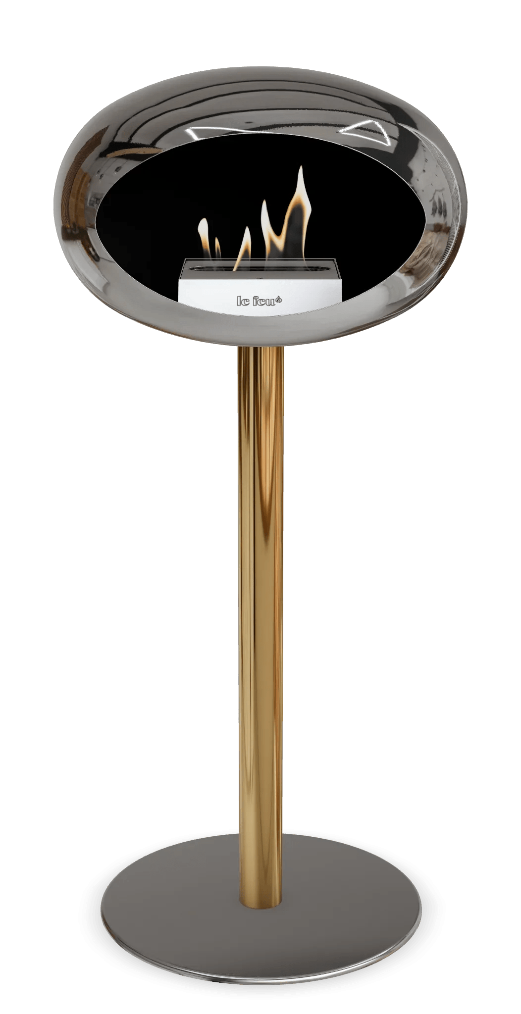 Le Feu - Dome Chromed Silver Ground Steel High Pole - Fireplace - Majestic Patio