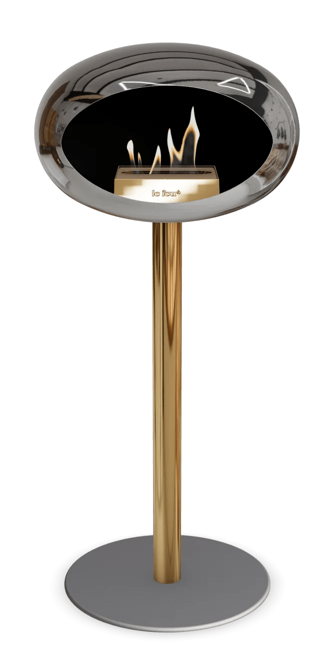 Le Feu - Dome Chromed Silver Ground Steel High Pole - Fireplace - Majestic Patio