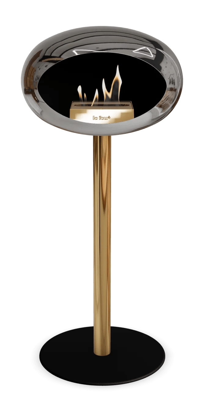 Le Feu - Dome Chromed Silver Ground Steel High Pole - Fireplace - Majestic Patio