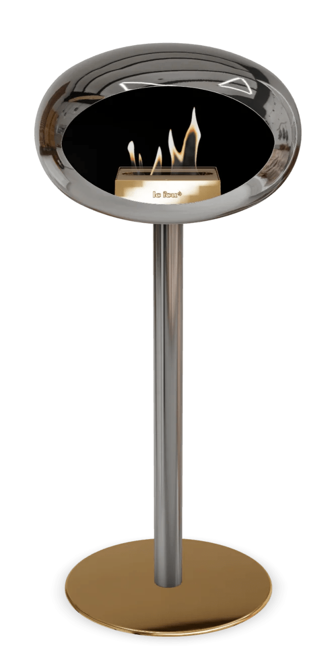 Le Feu - Dome Chromed Silver Ground Steel High Pole - Fireplace - Majestic Patio