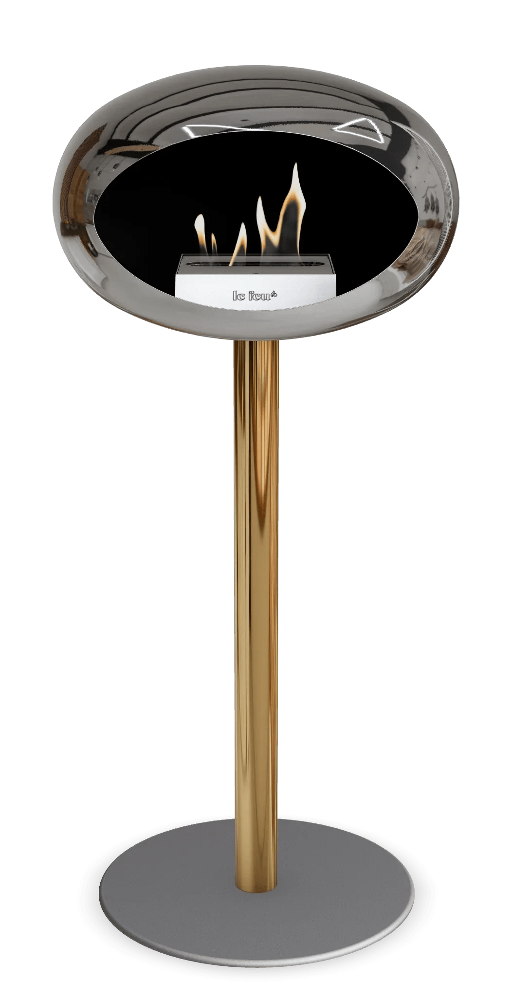 Le Feu - Dome Chromed Silver Ground Steel High Pole - Fireplace - Majestic Patio