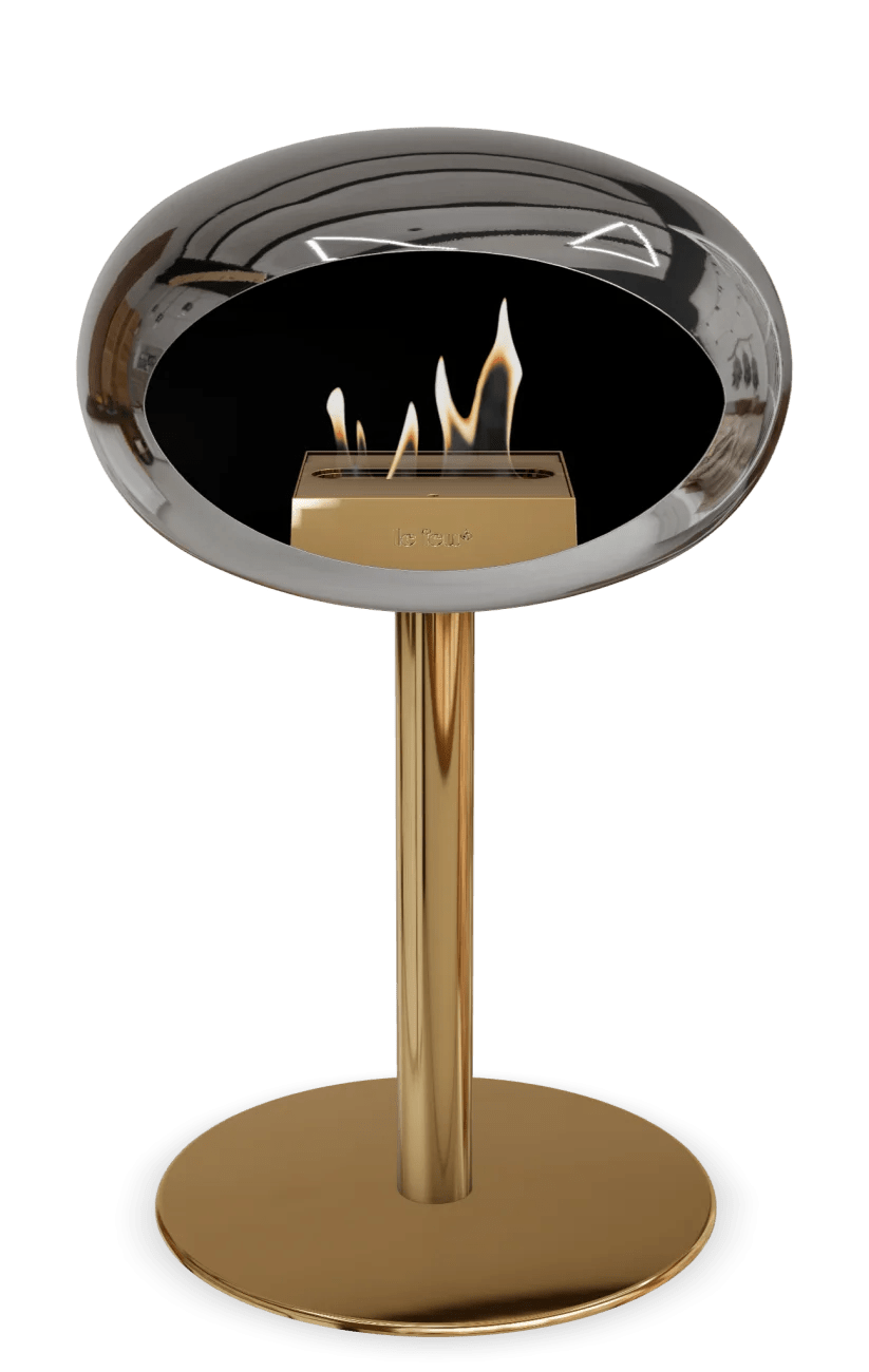 Le Feu - Dome Chromed Silver Ground Steel Low Pole - Fireplace - Majestic Patio