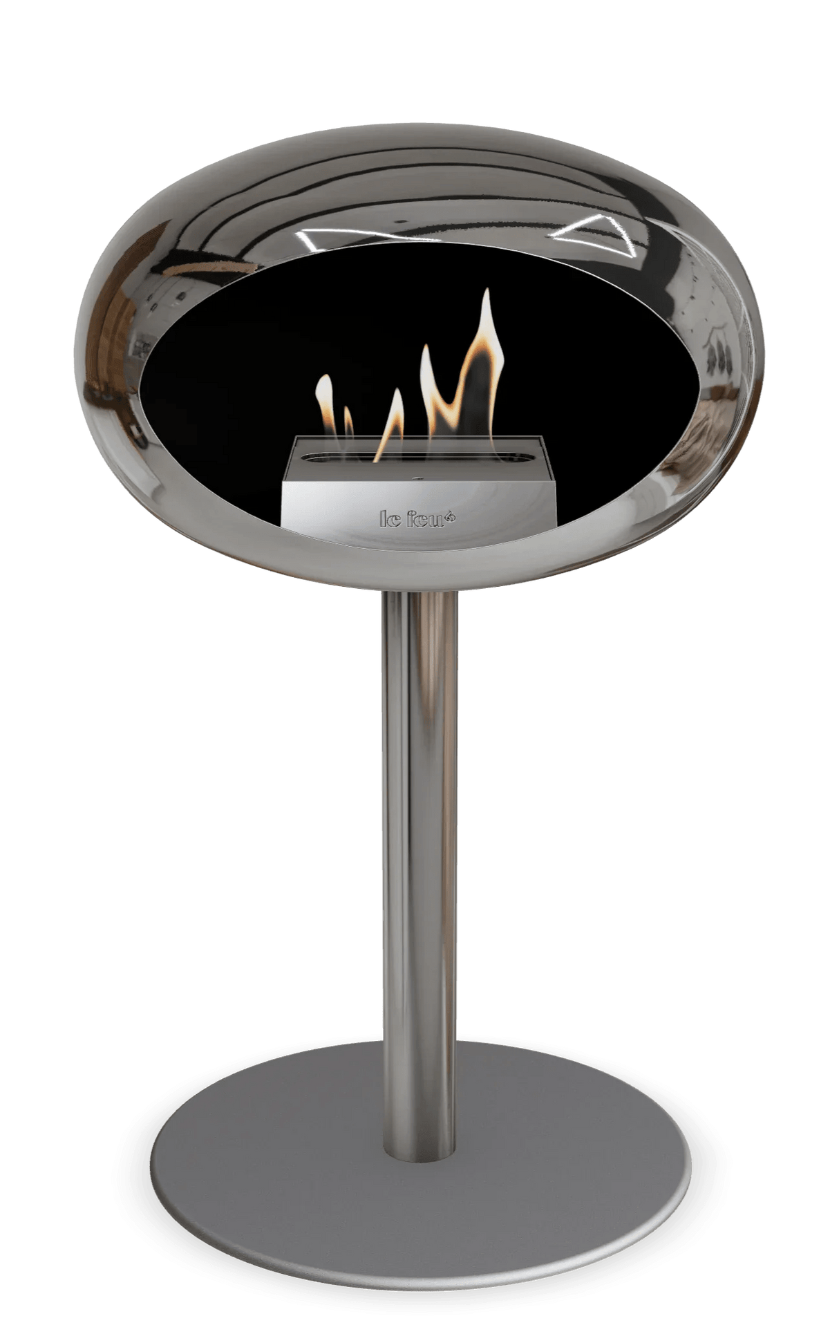 Le Feu - Dome Chromed Silver Ground Steel Low Pole - Fireplace - Majestic Patio