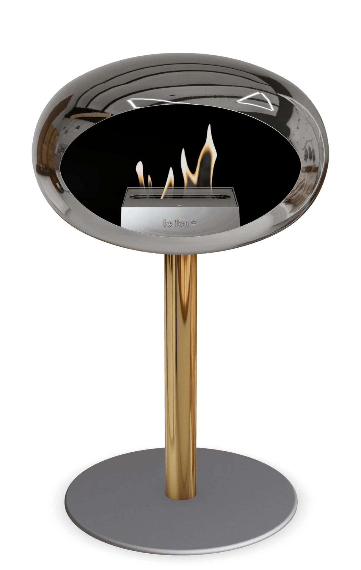 Le Feu - Dome Chromed Silver Ground Steel Low Pole - Fireplace - Majestic Patio