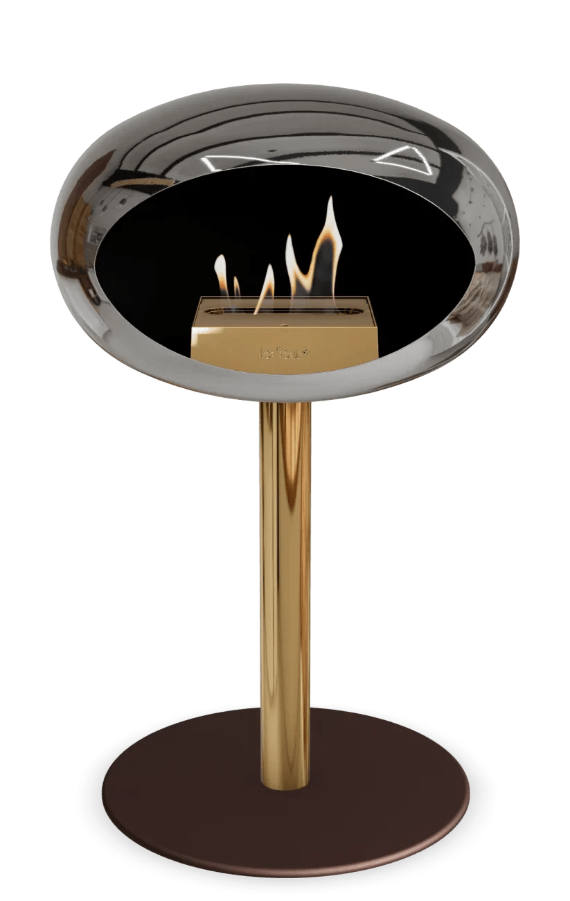 Le Feu - Dome Chromed Silver Ground Steel Low Pole - Fireplace - Majestic Patio