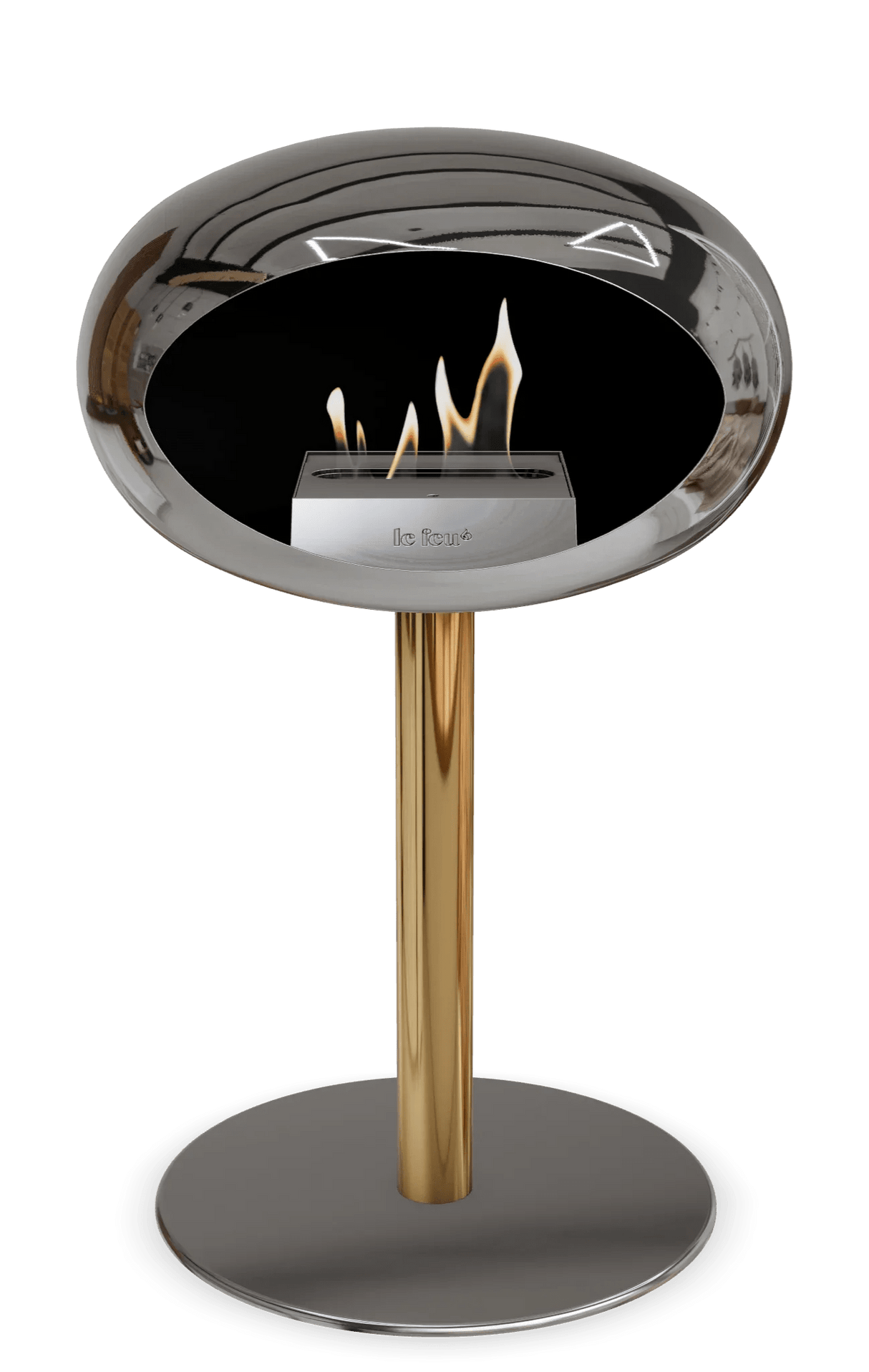 Le Feu - Dome Chromed Silver Ground Steel Low Pole - Fireplace - Majestic Patio