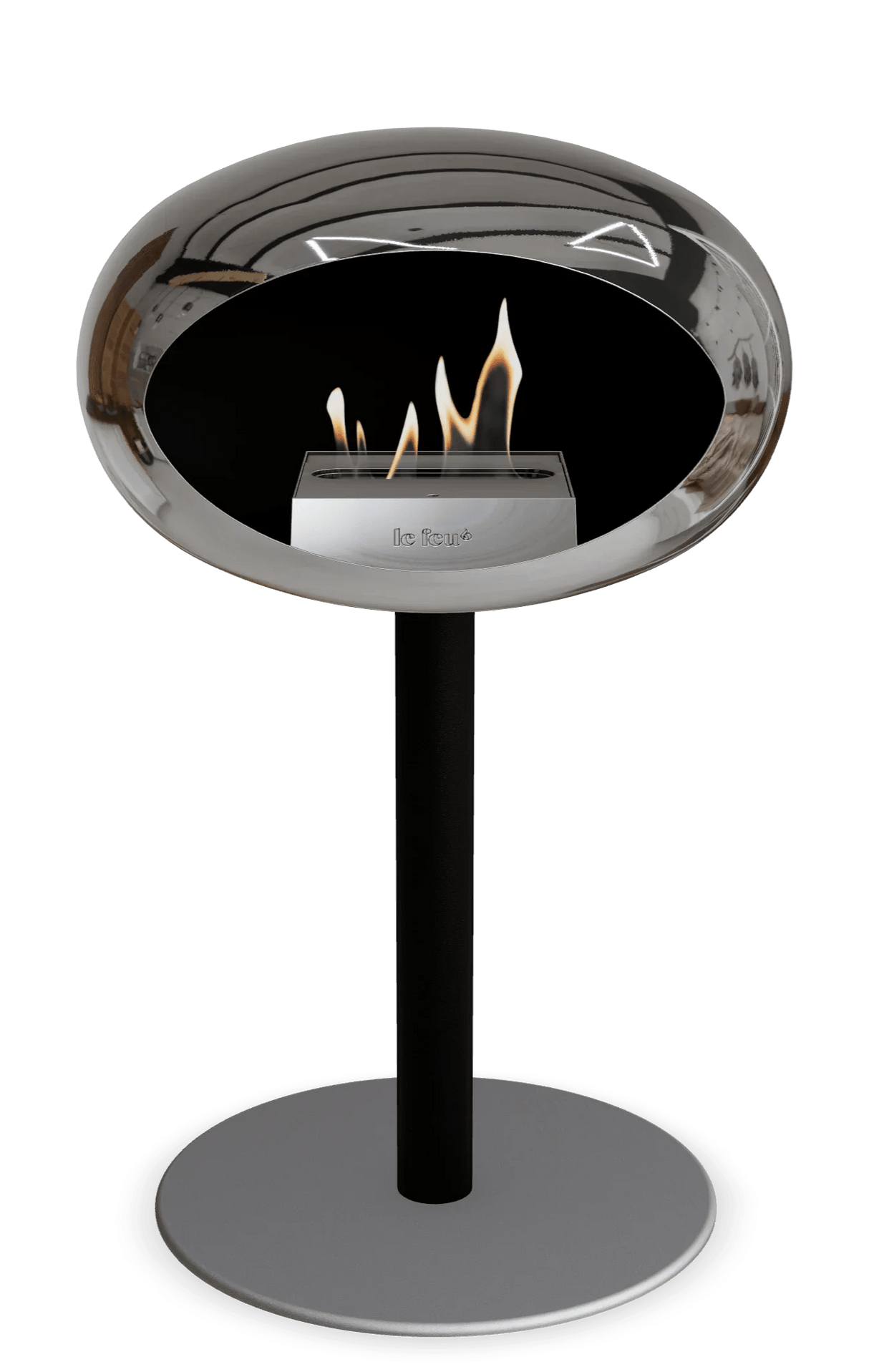 Le Feu - Dome Chromed Silver Ground Steel Low Pole - Fireplace - Majestic Patio