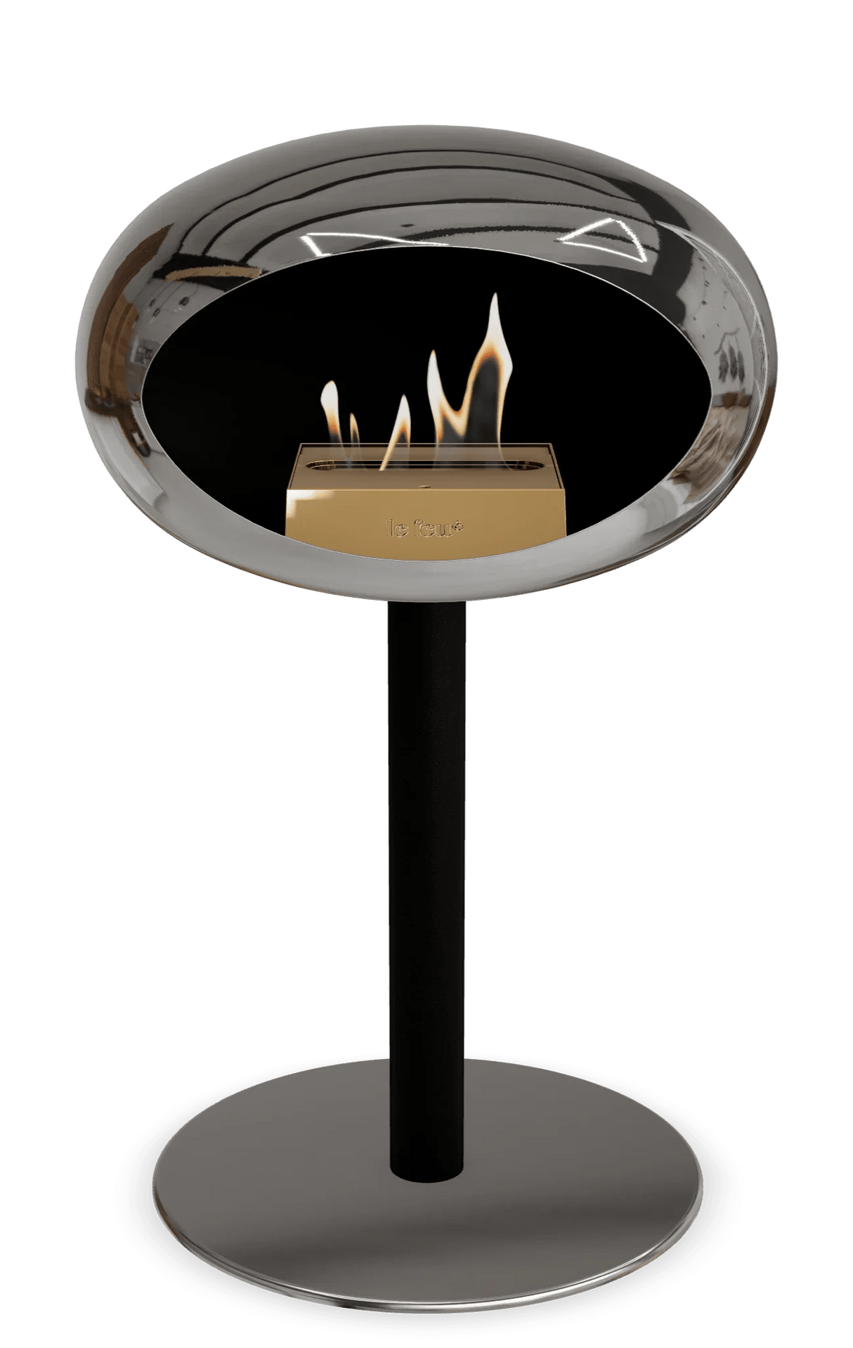 Le Feu - Dome Chromed Silver Ground Steel Low Pole - Fireplace - Majestic Patio