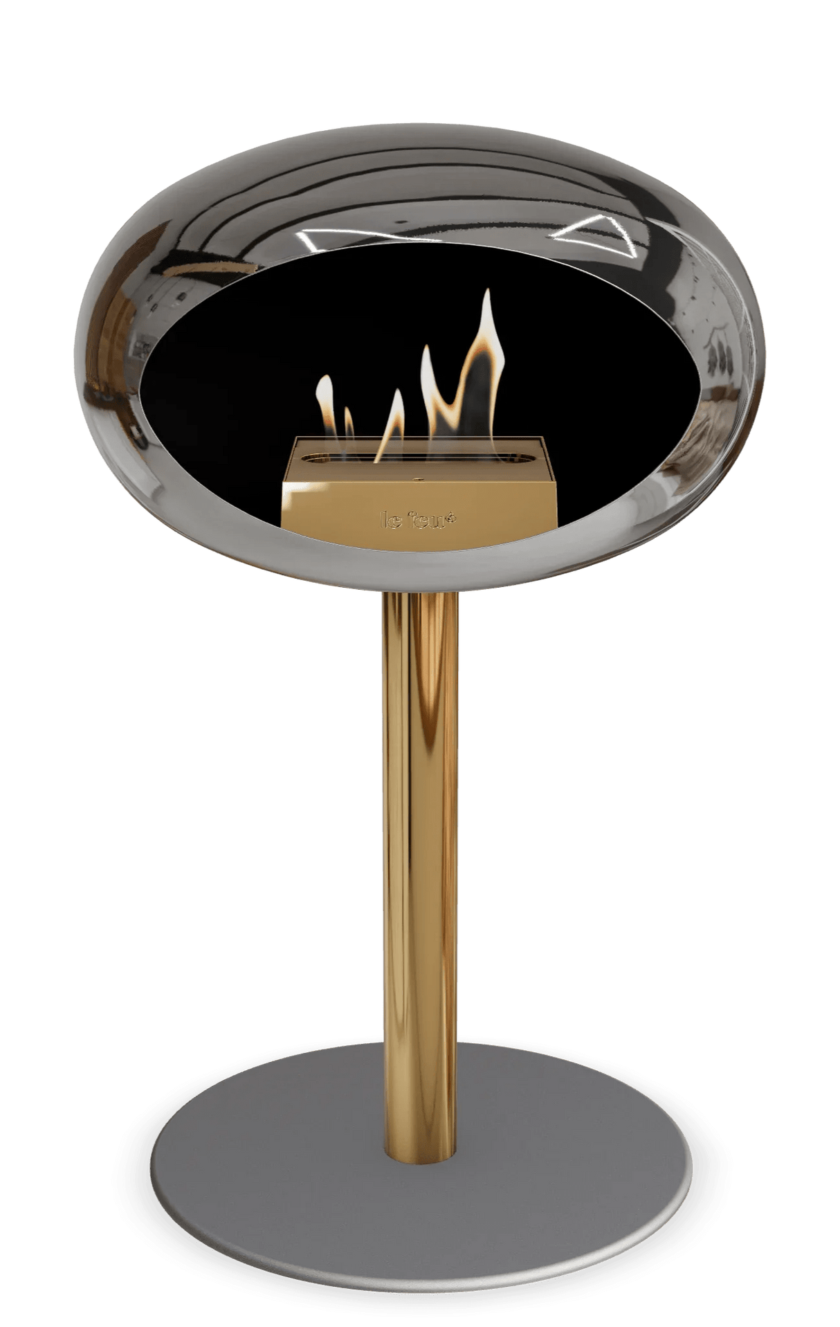 Le Feu - Dome Chromed Silver Ground Steel Low Pole - Fireplace - Majestic Patio