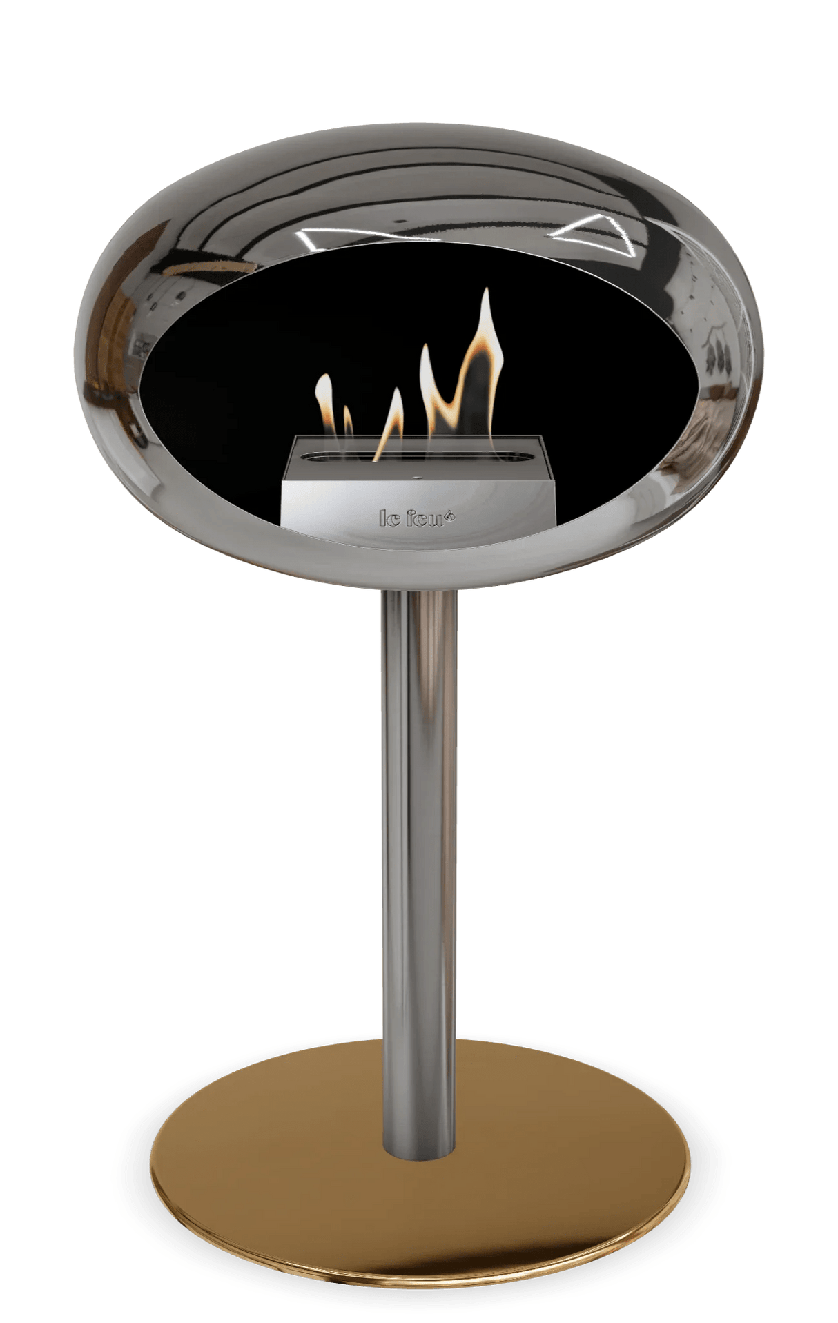 Le Feu - Dome Chromed Silver Ground Steel Low Pole - Fireplace - Majestic Patio