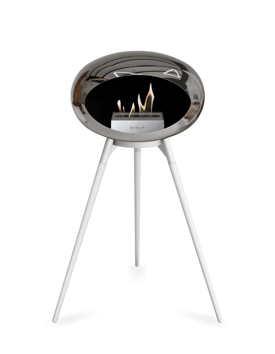 Le Feu - Dome Chromed Silver Ground Wood High - Fireplace - Majestic Patio