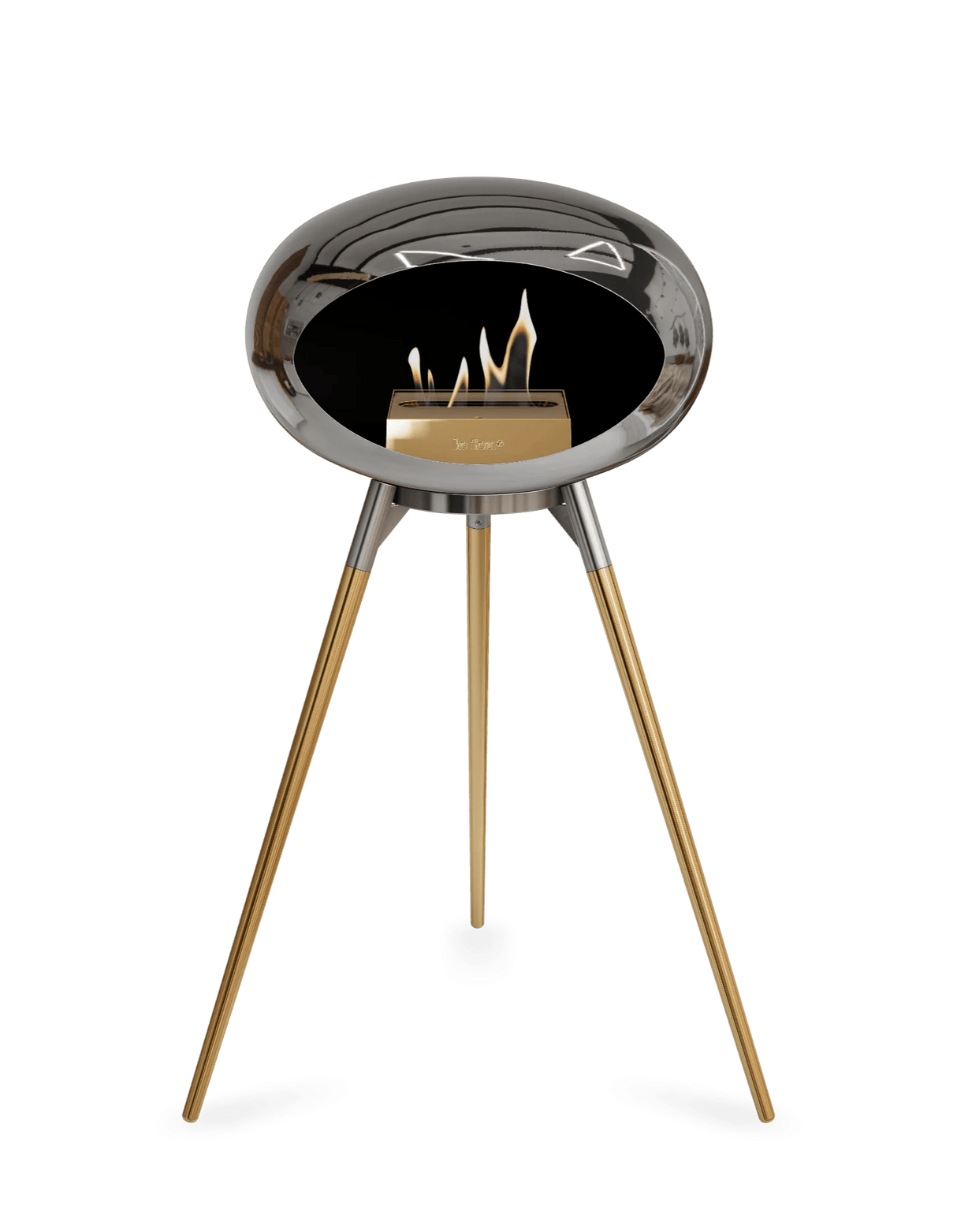 Le Feu - Dome Chromed Silver Ground Wood High - Fireplace - Majestic Patio