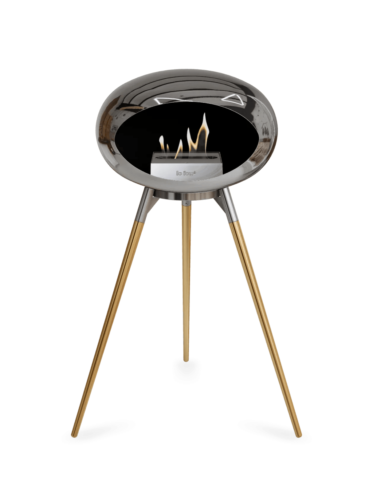 Le Feu - Dome Chromed Silver Ground Wood High - Fireplace - Majestic Patio