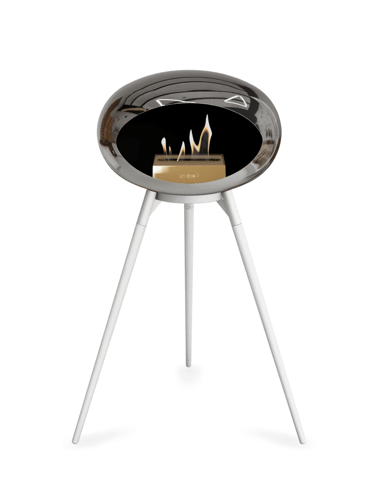 Le Feu - Dome Chromed Silver Ground Wood High - Fireplace - Majestic Patio