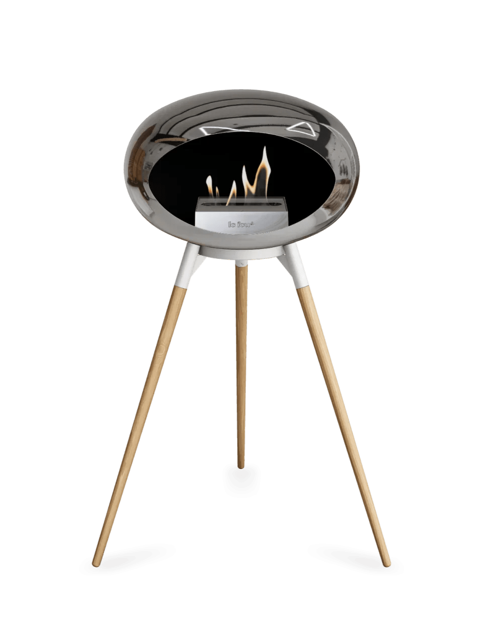 Le Feu - Dome Chromed Silver Ground Wood High - Fireplace - Majestic Patio