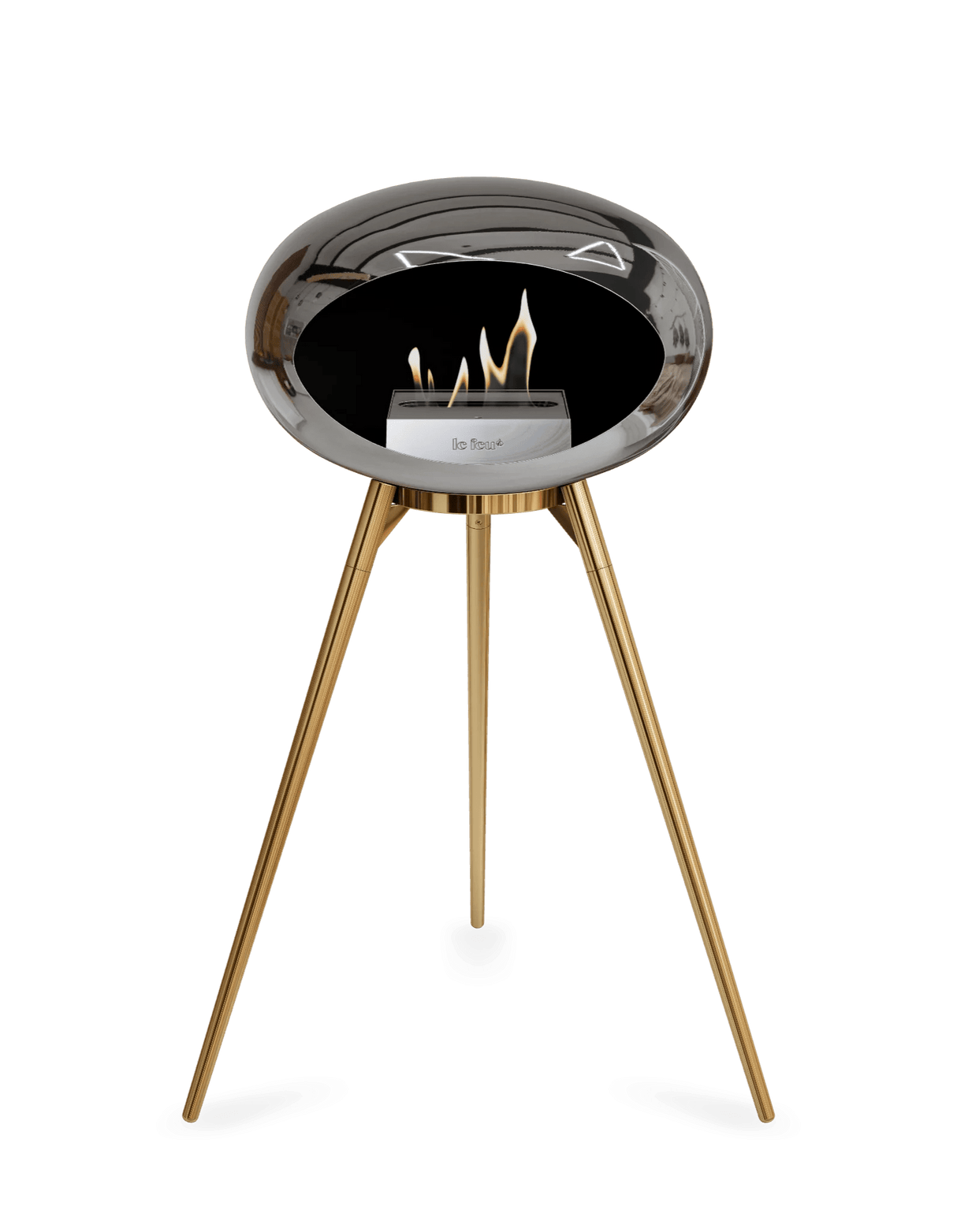 Le Feu - Dome Chromed Silver Ground Wood High - Fireplace - Majestic Patio