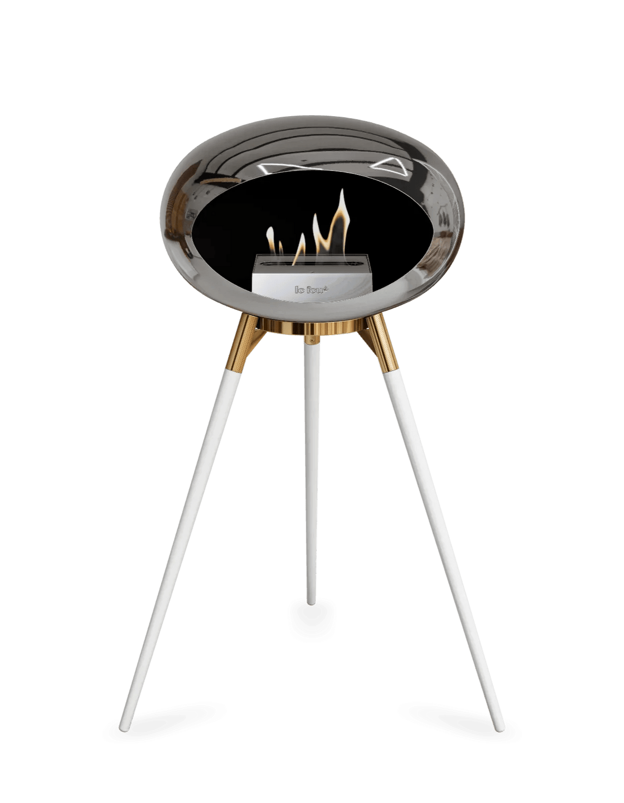 Le Feu - Dome Chromed Silver Ground Wood High - Fireplace - Majestic Patio