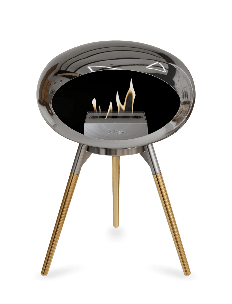 Le Feu - Dome Chromed Silver Ground Wood Low - Fireplace - Majestic Patio