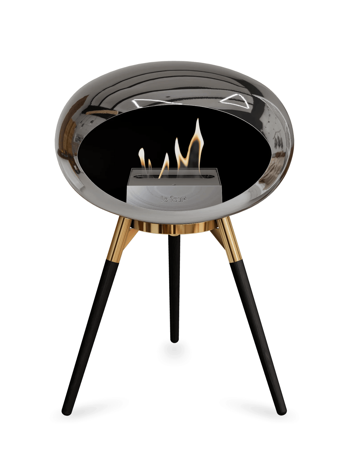 Le Feu - Dome Chromed Silver Ground Wood Low - Fireplace - Majestic Patio