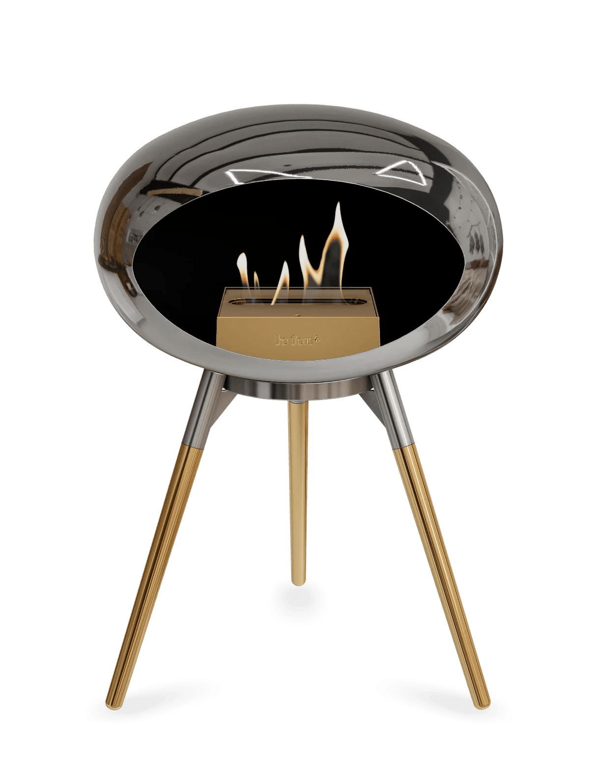 Le Feu - Dome Chromed Silver Ground Wood Low - Fireplace - Majestic Patio