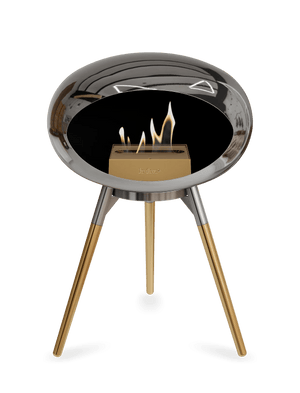 Le Feu - Dome Chromed Silver Ground Wood Low - Fireplace - Majestic Patio