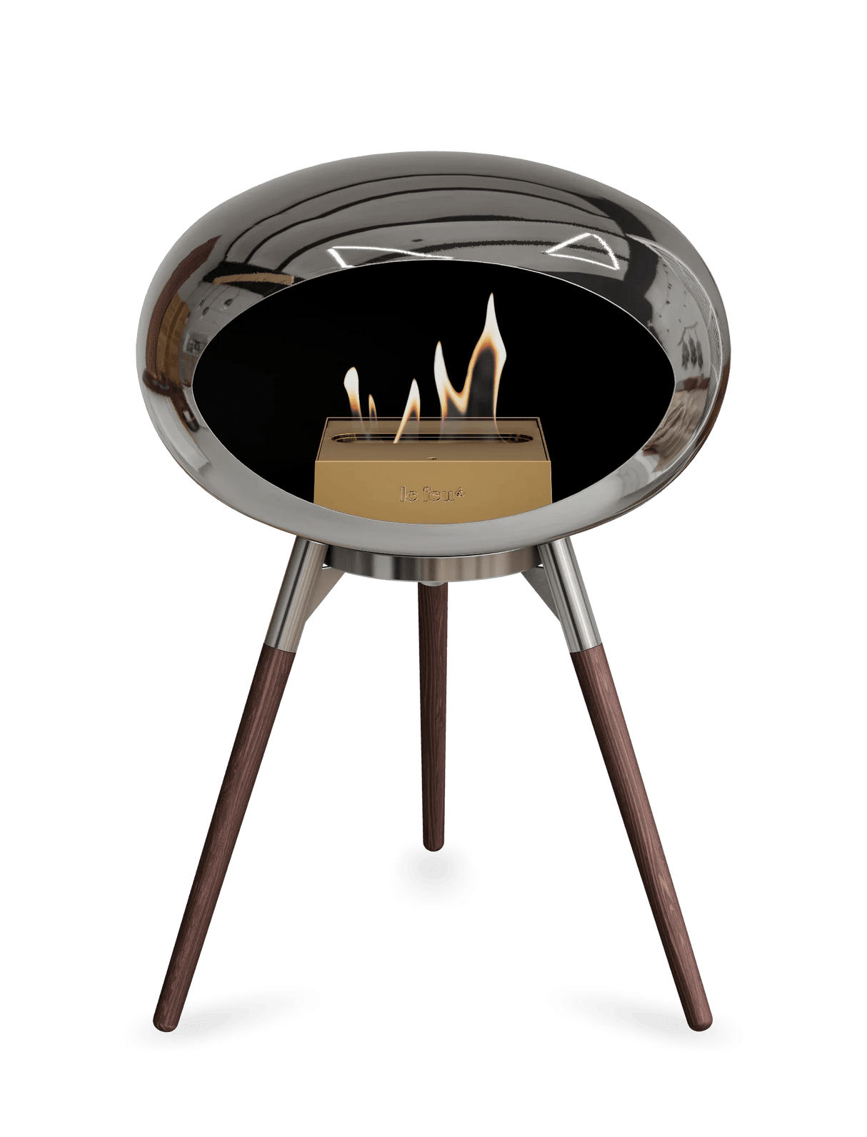 Le Feu - Dome Chromed Silver Ground Wood Low - Fireplace - Majestic Patio