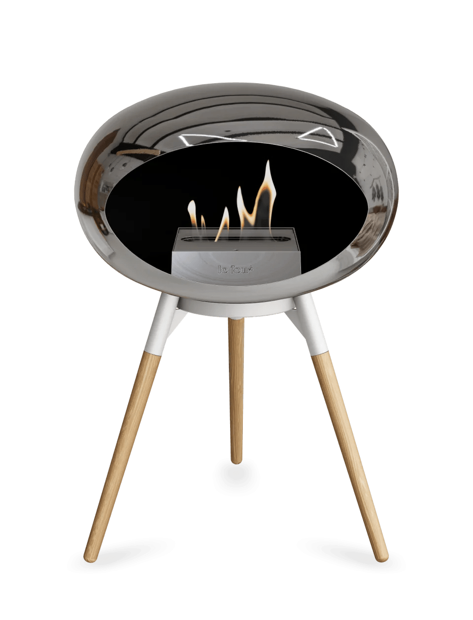 Le Feu - Dome Chromed Silver Ground Wood Low - Fireplace - Majestic Patio